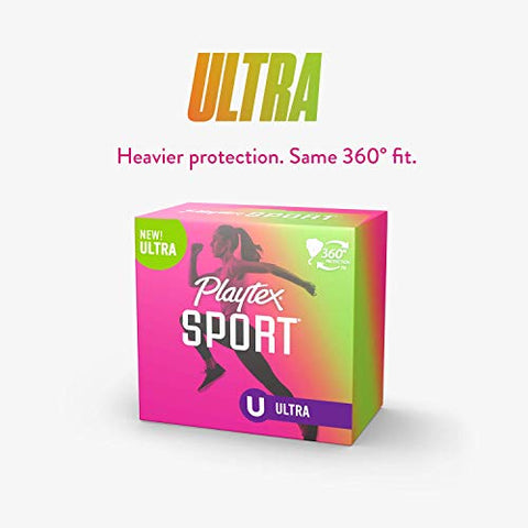 Playtex Sport Tampons Ultra Absorbency, Fragrance-Free - 36ct | Ultra Tampons for Women, Feminine Care, Playtex Tampon with 360 Leak Defense