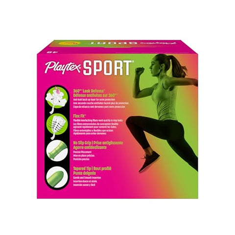 Playtex Sport Tampons Regular Absorbency, Fragrance-Free - 48ct | Regular Tampons for Women, Feminine Care, Playtex Tampon with 360 Leak Defense
