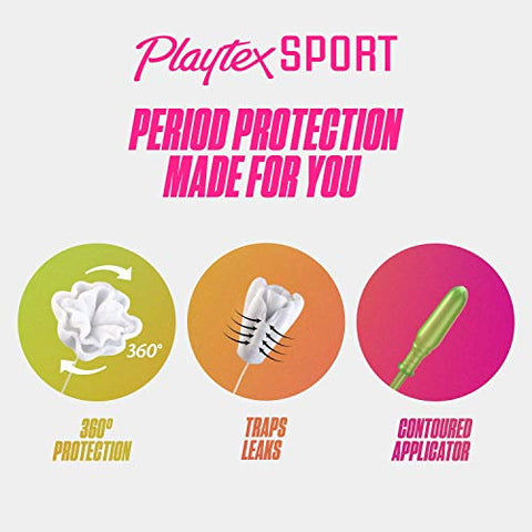 Playtex Sport Tampons Ultra Absorbency, Fragrance-Free - 36ct | Ultra Tampons for Women, Feminine Care, Playtex Tampon with 360 Leak Defense