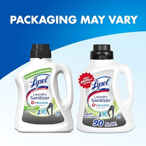Lysol Sport Laundry Sanitizer Additive, Sanitizing Liquid for Gym Clothes and Activewear, Eliminates Odor Causing Bacteria, 90oz