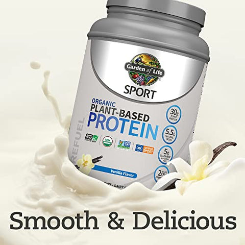 Garden of Life Organic Vegan Protein Powder with Probiotics, BCAAs, NSF Certified, Gluten Free & Sport, Non GMO, Sport Protein Powder, 19 Servings, Vanilla