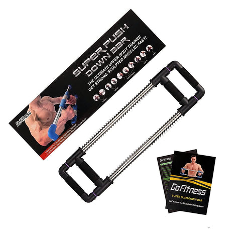 GoFitness Push Down Bar Machine - Chest Expander at Home Workout Equipment, Arm Exerciser - Portable Spring Resistance Exercise Gym Kit for Home, Travel or Outdoors