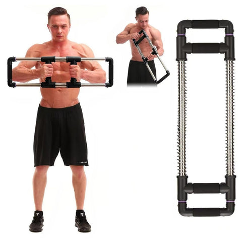 GoFitness Push Down Bar Machine - Chest Expander at Home Workout Equipment, Arm Exerciser - Portable Spring Resistance Exercise Gym Kit for Home, Travel or Outdoors
