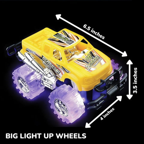 Light-Up Monster Truck Toys (2-Pack) – Push-&-Go Cars with Glowing Wheels – Birthday Gift for Toddlers, Boys & Girls Ages 3+ – Durable Friction-Powered Trucks – Batteries Included