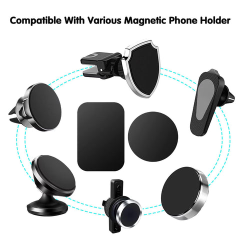 Pau1Hami1ton Adhesive Thin Metal Plates(Compatible with Magnetic Mounts),4 Piece Metal Plates for Phone Case for Car.(2 Rectangle and 2 Round) S-07N