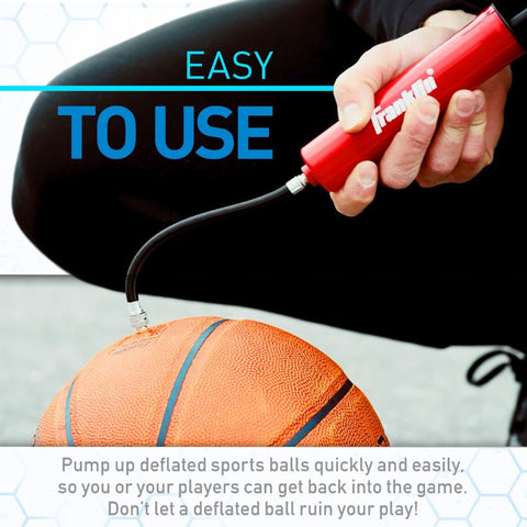 Franklin Sports Ball Pump Kit -7.4" - Perfect for Basketballs, Soccer Balls and More - Complete Hand Pump Kit with Needles, Flexible Hose, Air Pressure Gauge and Carry Bag