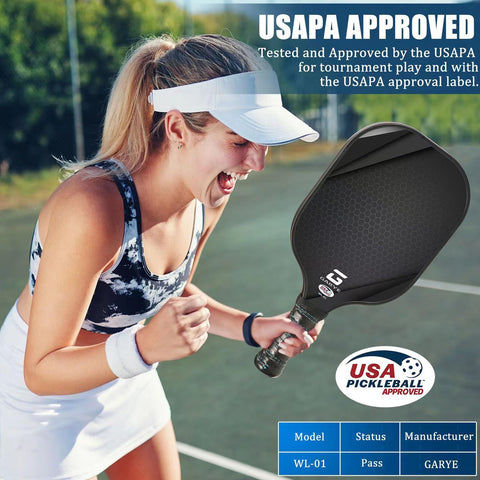 GARYE Pickleball Paddles Set of 2, USAPA Approved Carbon Fiber Pickleball Set, Lightweight Pickle Ball Rackets 2 Pack with 6 Balls, 1 Bag, Pair of Grip Tapes, Pickle Ball Paddle for Men and Women