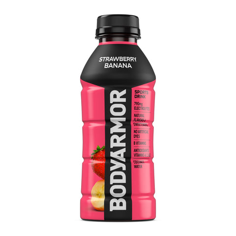 BODYARMOR Sports Drink Sports Beverage, Strawberry Banana, Coconut Water Hydration, Natural Flavors With Vitamins, Potassium-Packed Electrolytes, Perfect For Athletes, 16 Fl Oz (Pack of 12)