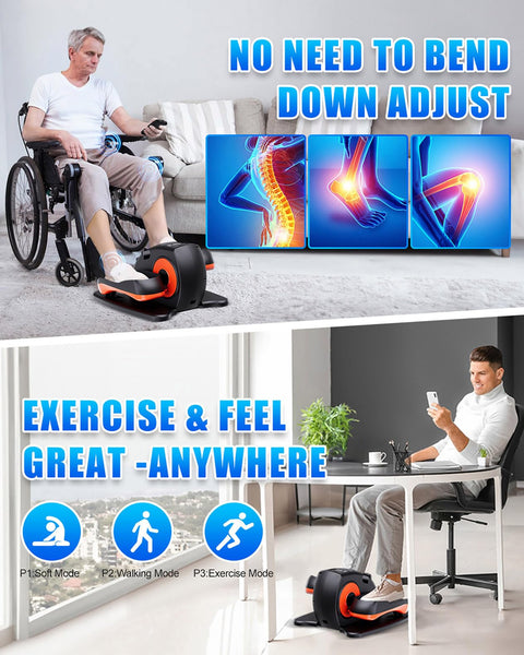 Under Desk Elliptical Machine, Electric Ellipse Leg Exerciser as Seen on Tv for Seniors with 12 Adjustable, Quiet Portable Elliptical Machine, Seated Pedal Exerciser with Remote Control (Orange)