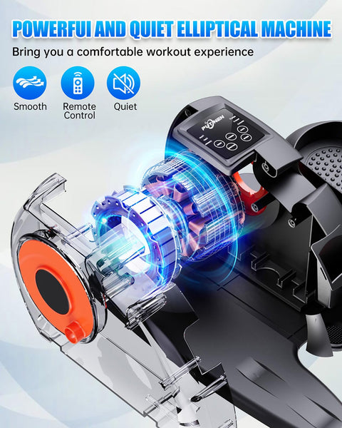 Under Desk Elliptical Machine, Electric Ellipse Leg Exerciser as Seen on Tv for Seniors with 12 Adjustable, Quiet Portable Elliptical Machine, Seated Pedal Exerciser with Remote Control (Orange)
