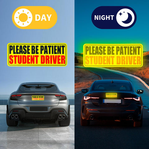 3pcs Student Drive Magnet for Car, Please Be Patient Student Driver, New Drivers Sticker, Reusable Magnetic Reflective Rookie Driver Bumper Sticker