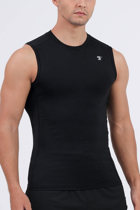TELALEO 5 Pack Men's Athletic Compression Shirts Sleeveless Workout Tank Top Sports Base Layer Running Basketball M/02