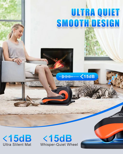 Under Desk Elliptical Machine, Electric Ellipse Leg Exerciser as Seen on Tv for Seniors with 12 Adjustable, Quiet Portable Elliptical Machine, Seated Pedal Exerciser with Remote Control (Orange)