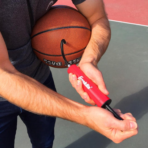 Franklin Sports Ball Pump Kit -7.4" - Perfect for Basketballs, Soccer Balls and More - Complete Hand Pump Kit with Needles, Flexible Hose, Air Pressure Gauge and Carry Bag