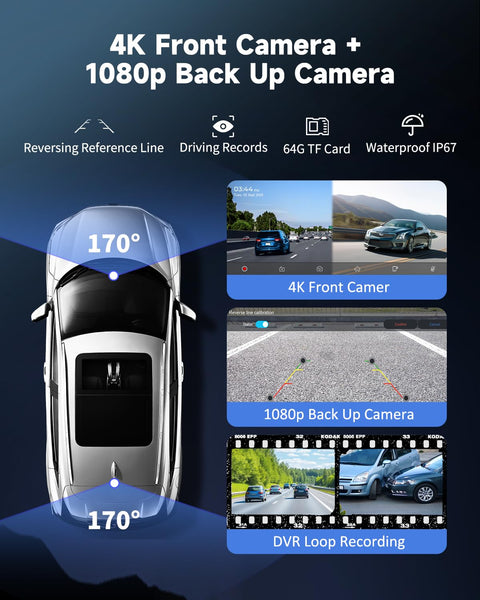 Kuayvan Portable Carplay Screen for Car - 10.26" Wireless Carplay & Android Auto Car Stereo, with 4K Dash Cam, Backup Camera, Bluetooth, GPS Navigation/Mirror Link/Voice Control/Bluetooth