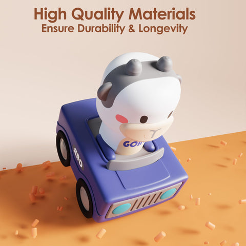 iPlay, iLearn Press to Go Car Toys for Toddlers 1-3, Baby Animal Racing Cars, Infant Play Vehicle Set, Baby Push Go Friction Car Toys for 6-9-12-18 Months, 1st Birthday Gifts for 1-2 Years Old Boys