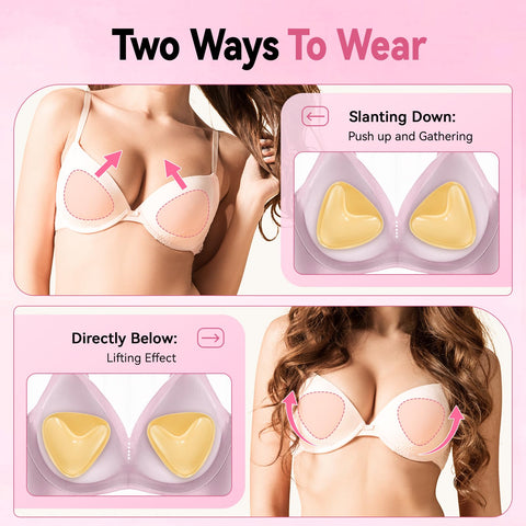 Ultra Push up Sticky Bra Pads Inserts | Double Sided Adhesive Bra Inserts | Stick on Bra for Sports Bra Swimsuit (Large, Beige)