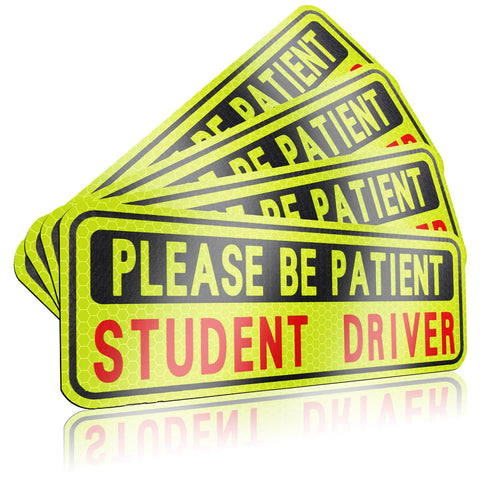 4 PCS Student Driver Sticker for Car, Magnetic Student Driver Signs for Car, Please Be Patient Funny Magnetic New Drivers Safety Warning Bumper Sticker Signs