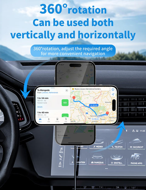 MagSafe Car Mount Charger, 3 in 1 [LED RGB HandsFree] Wireless Car Charger, Magnetic Phone Holders for Your Car- Fast Charging Car MagSafe Charger for iPhone 16/15/14/13/12 Series, Gift for Men Women