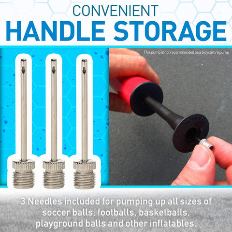Franklin Sports Ball Pump Kit -7.4" - Perfect for Basketballs, Soccer Balls and More - Complete Hand Pump Kit with Needles, Flexible Hose, Air Pressure Gauge and Carry Bag