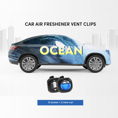 DRIVEJOY Car Air Freshener Vent Clips, 8 PK, 6 Ocean, 2 New Car Scent, Long Lasting Air Fresheners for Men & Women, Up to 240 Days, Odor Eliminator