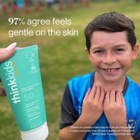 Thinksport Kids SPF 50+ Mineral Sunscreen – Safe, Natural Sunblock for Children - Water Resistant Sun Cream – Broad Spectrum UVA/UVB Sun Protection – Reef Friendly Lotion, 6oz