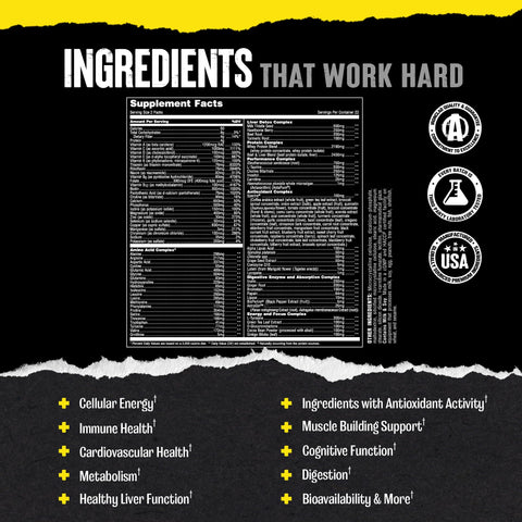 Animal Pak - Convenient Multivitamin for Men & Women Daily All-in-One Vitamin & Supplement Pack - Zinc, Vitamins C, B, D, Amino Acids, and Immune Support - Sports Nutrition Performance - 44 Count