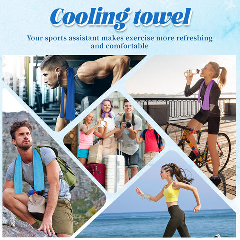 4 Packs Cooling Towels(40"x12"), Soft Breathable Cooling Towels for Neck and Face with Waterproof Bag & Carabiner, Microfiber Cooling Towel for Yoga, Sport, Running, Gym, Workout, Camping, Fitness