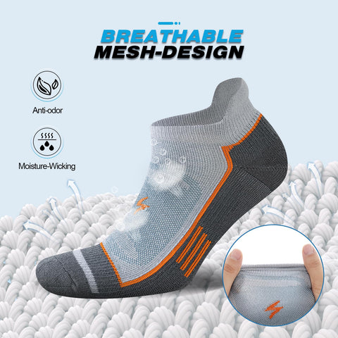 Cirorld Mens Ankle Running Socks, Athletic Cushioned Low Cut Moisture Wicking Cotton Short Sports Socks, 6 Pairs