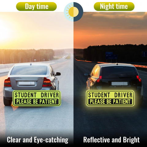 4 PCS Student Driver Sticker for Car, Magnetic Student Driver Signs for Car, Please Be Patient Funny Magnetic New Drivers Safety Warning Bumper Sticker Signs