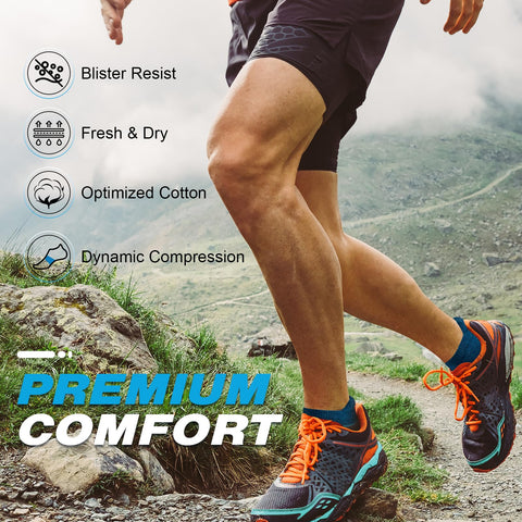 Cirorld Mens Ankle Running Socks, Athletic Cushioned Low Cut Moisture Wicking Cotton Short Sports Socks, 6 Pairs