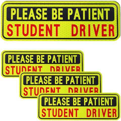 4 PCS Student Driver Sticker for Car, Magnetic Student Driver Signs for Car, Please Be Patient Funny Magnetic New Drivers Safety Warning Bumper Sticker Signs