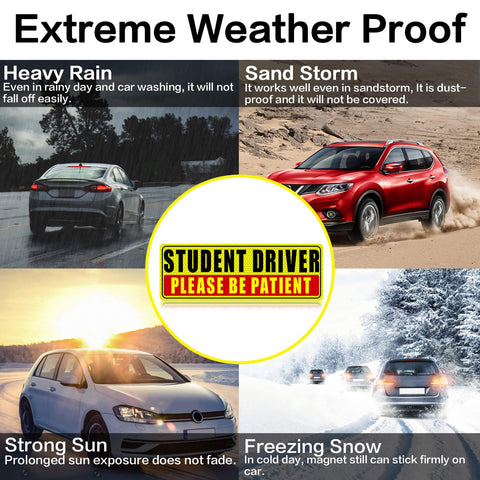 Sukh Student Driver Magnet for Car - Be Patient Student Driver Magnet New Student Driver Sticker Safety Warning Reflective Signs Reusable Movable 3 Pcs
