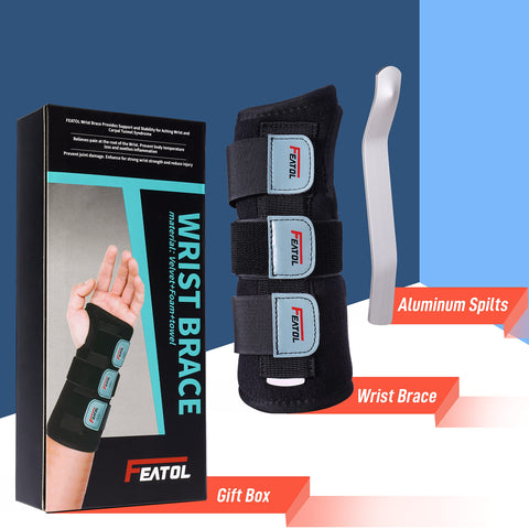 FEATOL Wrist Brace, FSA HSA Eligible Hand Brace, Carpal Tunnel Wrist Splint Night Support for Women Men, Pain Relief Support -Tendonitis, Arthritis, Sprain, Right Hand, Small/Medium