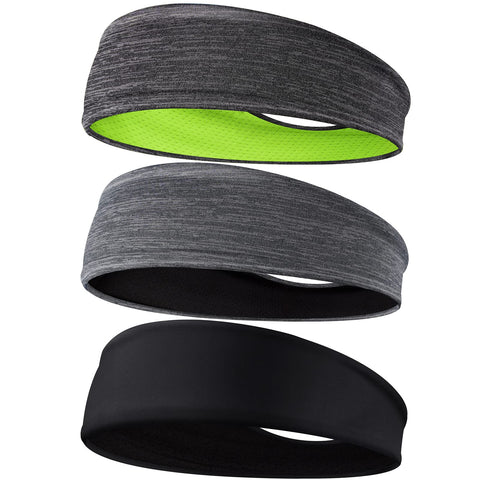 Braylin Men's Headbands, 3-Pack Head Band for Men, Sport Sweatbands for Running Fitness Yoga Cycling, Sweat Wicking Non Slip