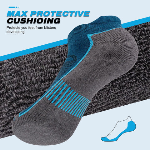 Cirorld Mens Ankle Running Socks, Athletic Cushioned Low Cut Moisture Wicking Cotton Short Sports Socks, 6 Pairs