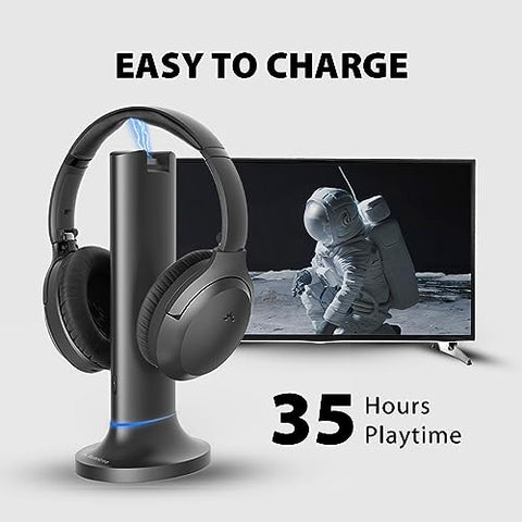 Avantree Opera - 35Hrs Comfortable Wireless Headphones for TV Watching with Bluetooth Transmitter & Charging Dock, Clear Dialogue Mode, Passthrough, Enhanced Volume for Seniors, 164FT Long Range