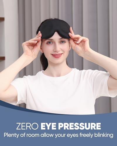 MZOO Sleep Eye Mask for Men Women, 3D Contoured Cup Sleeping Mask & Blindfold, Concave Molded Night Sleep Mask, Block Out Light, Soft Comfort Eye Shade Cover for Travel Yoga Nap, Black