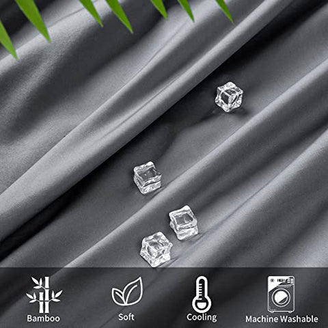 Shilucheng 100% Cooling Bamboo_ Sheets Set- Queen Size 1800 Thread Count Soft Bed Sheets,16 Inch Deep Pocket,Breathable,Comfortable and Pilling Resistant -4PC(Queen,Dark Grey)
