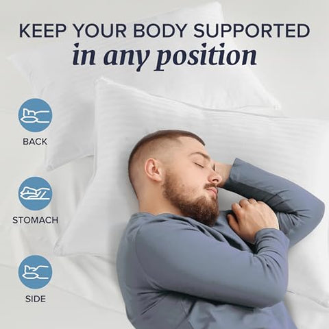 Beckham Hotel Collection King Size Memory Foam Bed Pillows Set of 2 - Cooling Shredded Foam Pillow for Back, Stomach or Side Sleepers