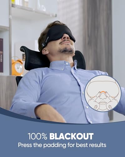 MZOO Sleep Eye Mask for Men Women, 3D Contoured Cup Sleeping Mask & Blindfold, Concave Molded Night Sleep Mask, Block Out Light, Soft Comfort Eye Shade Cover for Travel Yoga Nap, Black