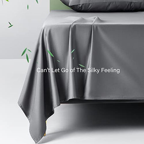 Shilucheng 100% Cooling Bamboo_ Sheets Set- King Size 1800 Thread Count Soft Bed Sheets,16 Inch Deep Pocket,Breathable,Comfortable and Pilling Resistant -4PC(King,Dark Grey)