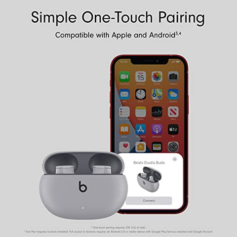 Beats Studio Buds - True Wireless Noise Cancelling Earbuds - Compatible with Apple & Android, Built-in Microphone, IPX4 Rating, Sweat Resistant Earphones, Class 1 Bluetooth Headphones - Moon Gray