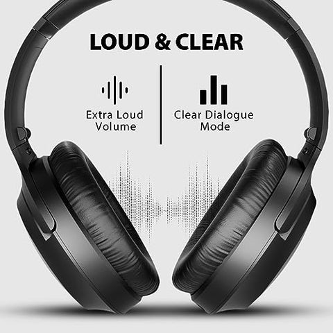 Avantree Opera - 35Hrs Comfortable Wireless Headphones for TV Watching with Bluetooth Transmitter & Charging Dock, Clear Dialogue Mode, Passthrough, Enhanced Volume for Seniors, 164FT Long Range