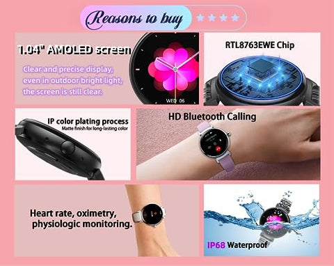 Smart Watch with Sports/SpO2/Sleep/Heart Rate Monitor, Smallest Fitness Watch with Pedometer, IP68 Water Resistant, Step Tracker. (iOS/Android) (128MB)
