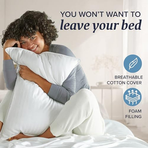 Beckham Hotel Collection King Size Memory Foam Bed Pillows Set of 2 - Cooling Shredded Foam Pillow for Back, Stomach or Side Sleepers