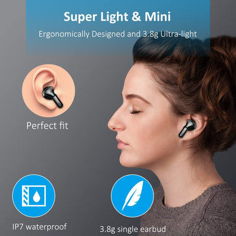 Wireless Earbud, Bluetooth Headphones 5.3 NEW 40H Ear Buds Bass Stereo Earphones Noise Cancelling Earbud with 4 ENC Mic, in-Ear Bluetooth Earbud USB-C LED Display IP7 Waterproof Sport for Android iOS